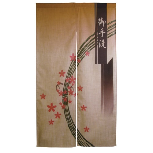 エステル麻のれん3534お手洗い(花)