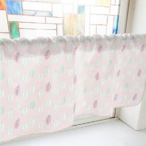 カフェカーテン40405葉っぱピンク