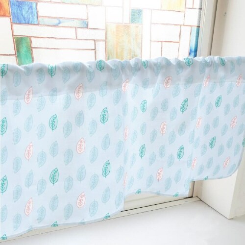 カフェカーテン40407葉っぱ水色