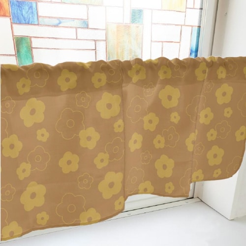 カフェカーテン40415ベタと線の花茶