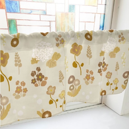 カフェカーテン40426野花と紫陽花茶