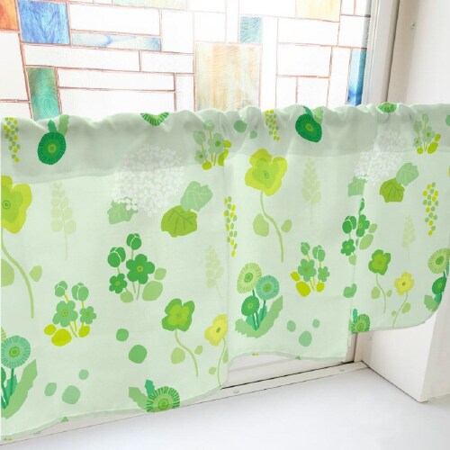 カフェカーテン40432野花と紫陽花緑