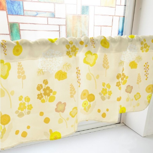 カフェカーテン40435野花と紫陽花オレンジ