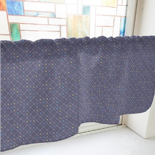 カフェカーテン40439格子と丸紺