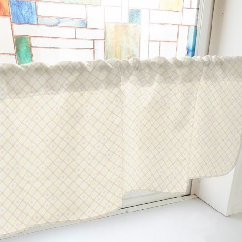 カフェカーテン40440格子と丸黄