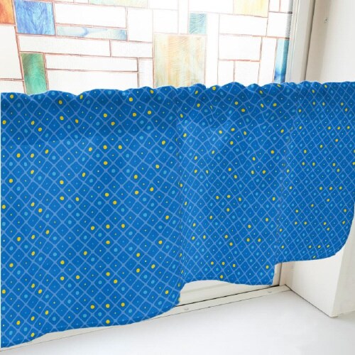 カフェカーテン40446格子と丸青