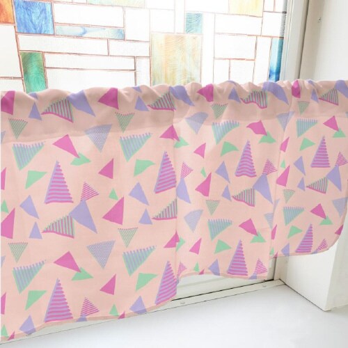 カフェカーテン40459三角ピンク