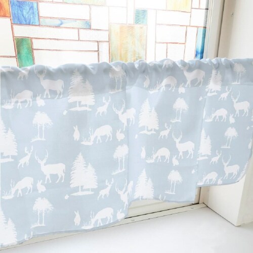 カフェカーテン40463動物シルエット水色