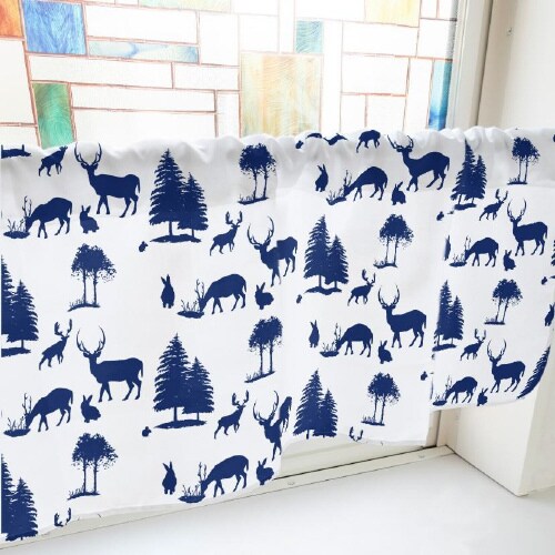 カフェカーテン40464動物シルエット紺