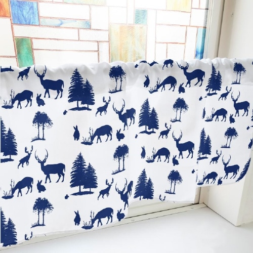 カフェカーテン40465動物シルエット紺