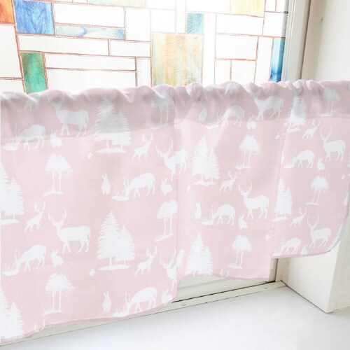 カフェカーテン40471動物シルエットピンク