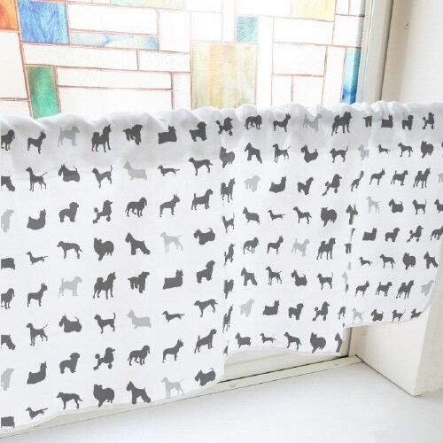 カフェカーテン40472犬シルエットグレー