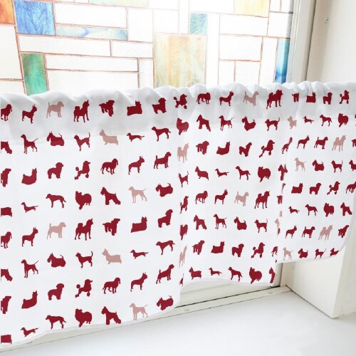カフェカーテン40476犬シルエット赤