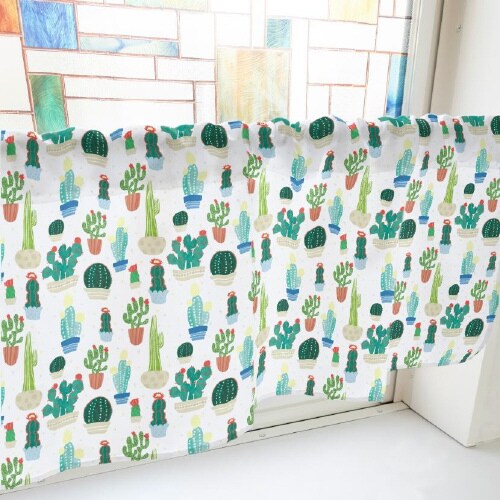 カフェカーテン40496サボテン白