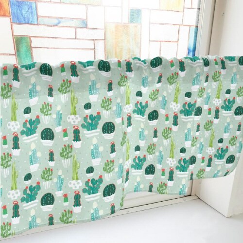 カフェカーテン40503サボテン緑
