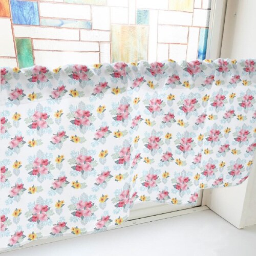 カフェカーテン40509ハイビスカス白