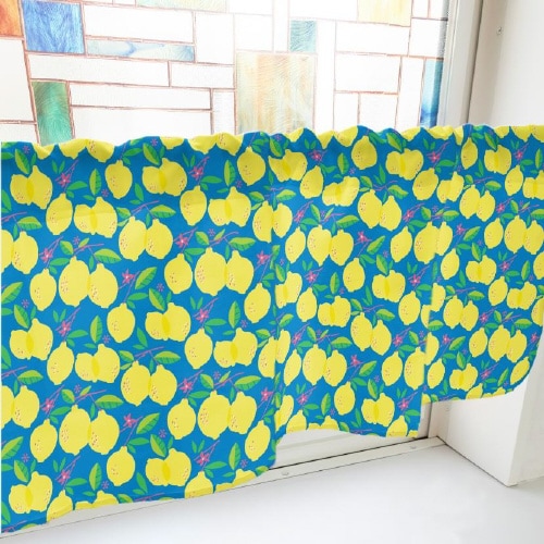 カフェカーテン40537レモン青