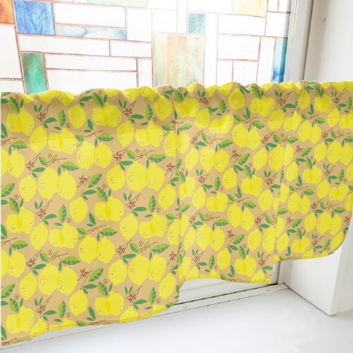 カフェカーテン40542レモンベージュ