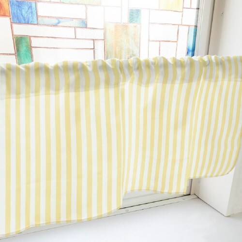 カフェカーテン40563ブロックストライプ黄