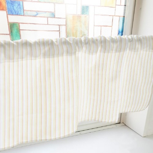 カフェカーテン40574マルチカラーストライプ黄