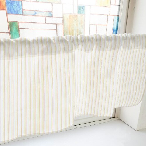 カフェカーテン40575マルチカラーストライプ黄