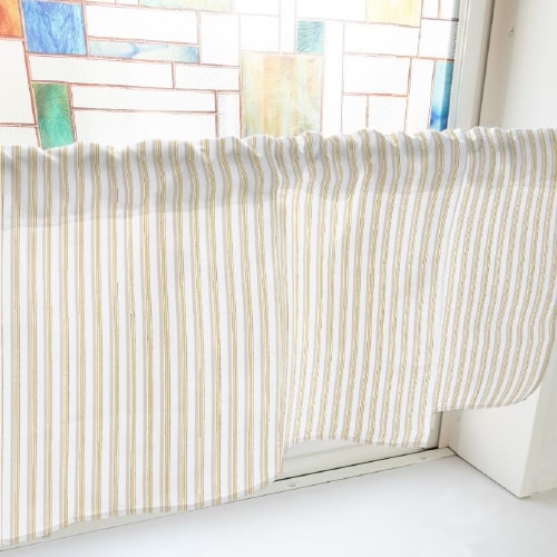 カフェカーテン40576マルチカラーストライプ茶