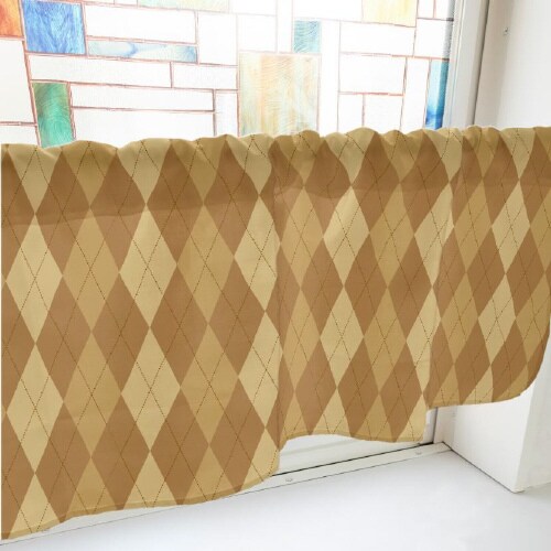 カフェカーテン40588アーガイルチェック茶