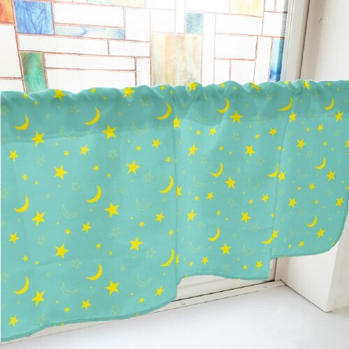 カフェカーテン40597ベタと線の月と星緑