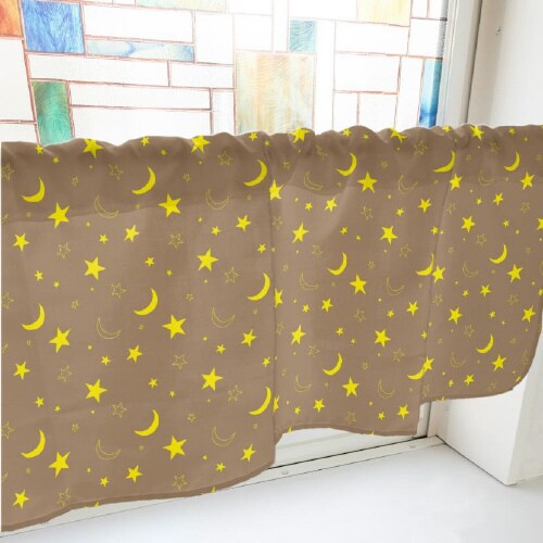 カフェカーテン40600ベタと線の月と星茶