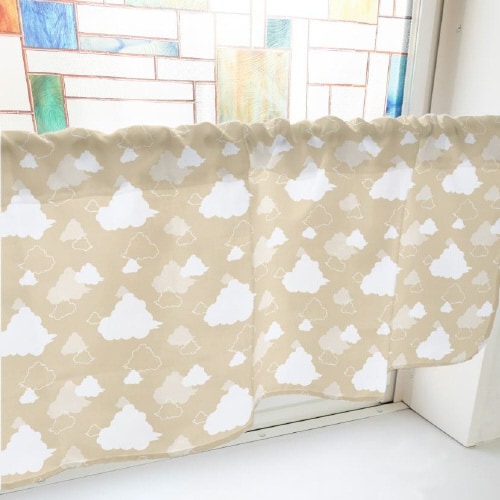 カフェカーテン40637ベタと線の雲ベージュ