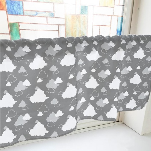 カフェカーテン40639ベタと線の雲黒