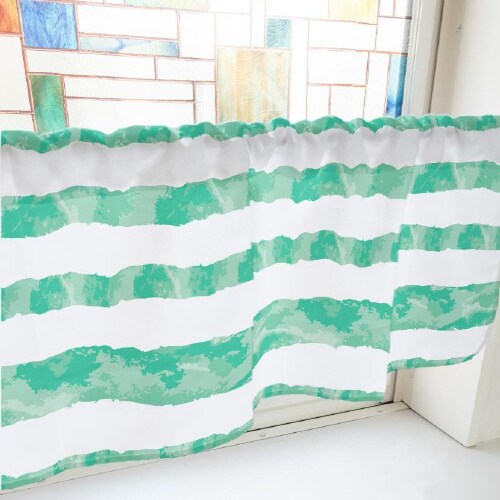 カフェカーテン40657ランダムボーダー緑