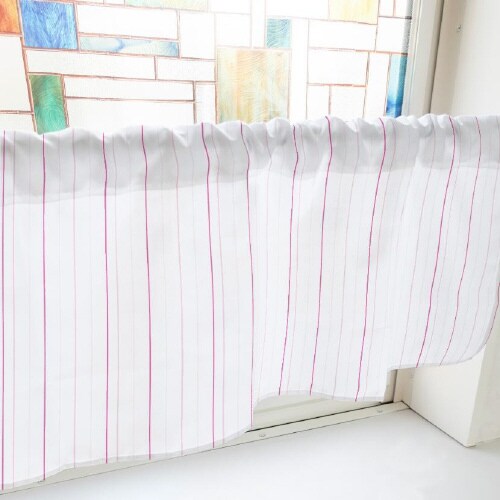 カフェカーテン40688ストライプ7ピンク