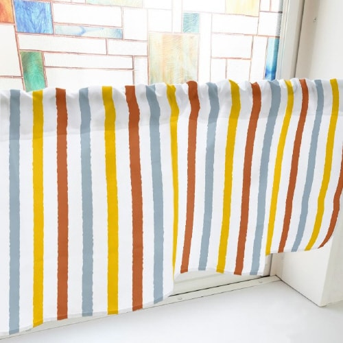 カフェカーテン40705ラフストライプオレンジ