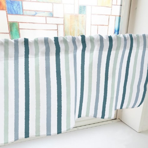 カフェカーテン40706ラフストライプ青