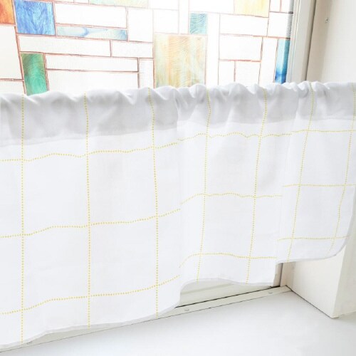 カフェカーテン40717ドットチェック黄