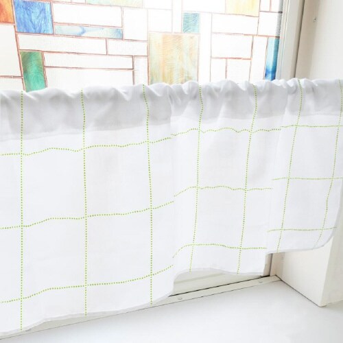 カフェカーテン40719ドットチェック黄緑