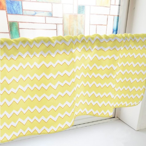 カフェカーテン40731ギザギザボーダー黄