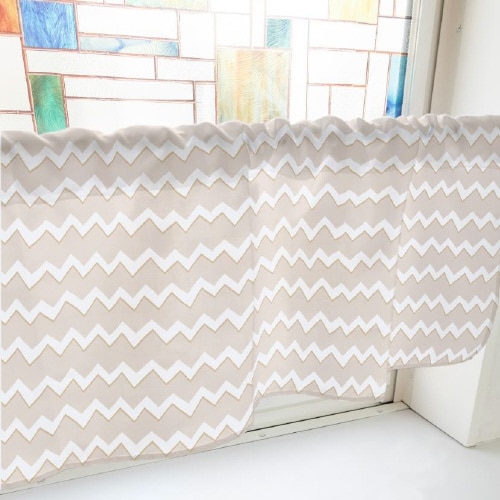 カフェカーテン40733ギザギザボーダー茶