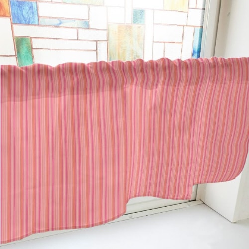 カフェカーテン40736細ストライプピンク