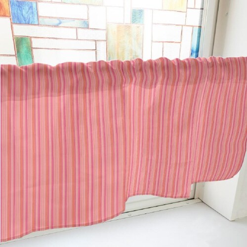 カフェカーテン40737細ストライプピンク
