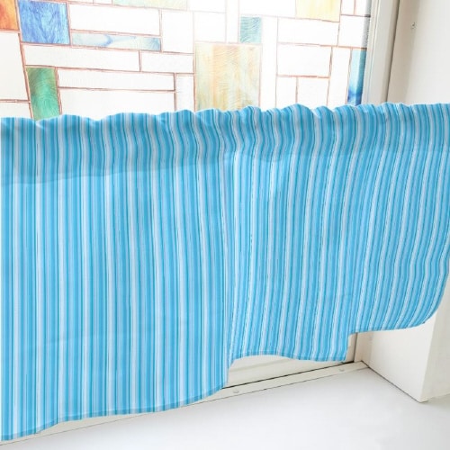 カフェカーテン40739細ストライプ水色