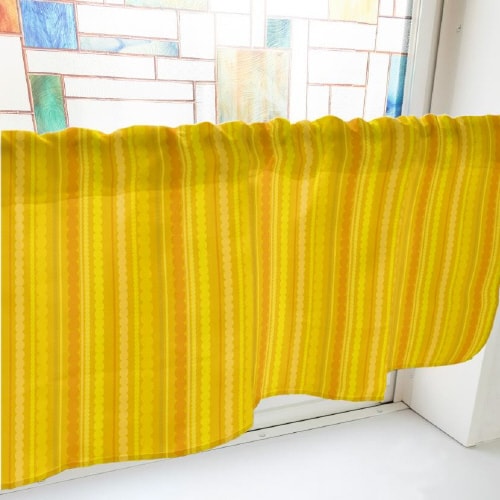 カフェカーテン40755水玉ストライプ黄