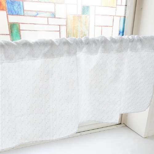 カフェカーテン40795ドットボーダー水色