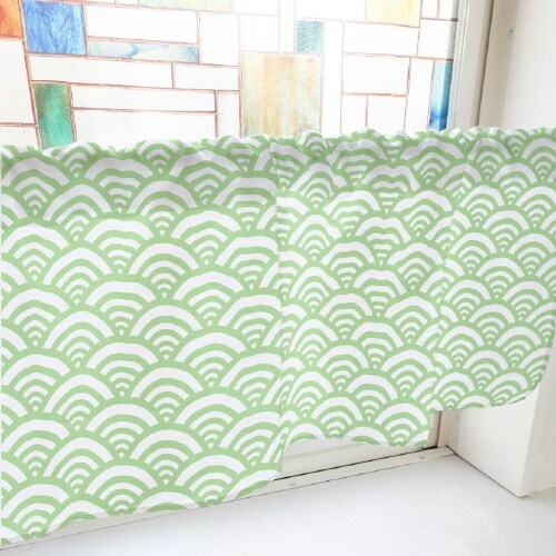 カフェカーテン40848青海波黄緑