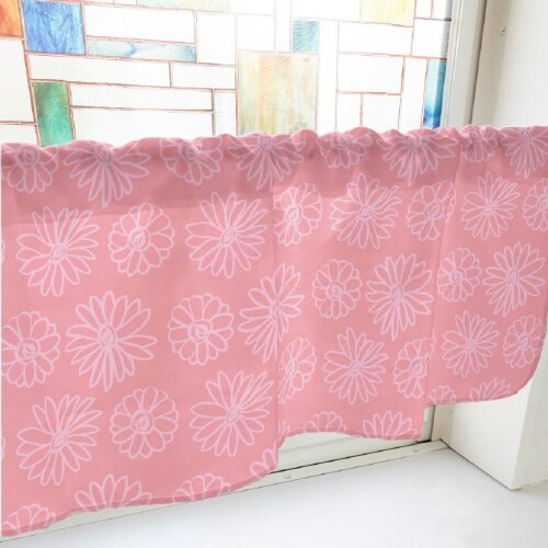 カフェカーテン40857マーガレット赤