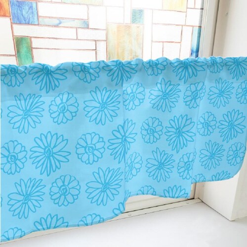 カフェカーテン40859マーガレット青