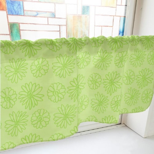 カフェカーテン40861マーガレット緑