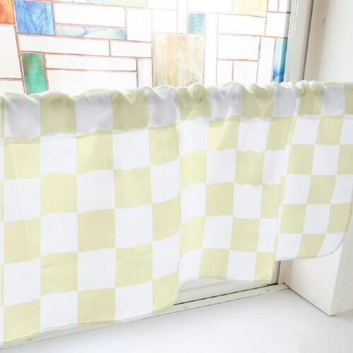 カフェカーテン40879ブロックチェック黄