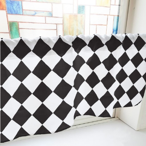 カフェカーテン40880ハーリキンチェック黒